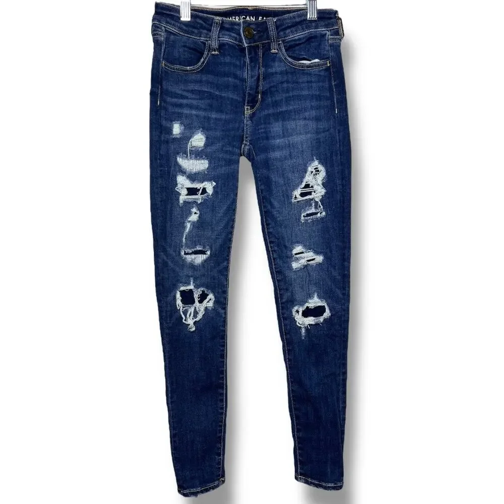 American Eagle Ne(X)t Level Stretch Distressed Jegging Denim Jeans 2 Short